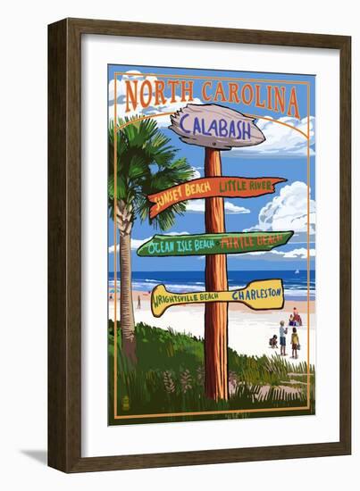 Calabash, North Carolina - Sign Destinations-Lantern Press-Framed Art Print