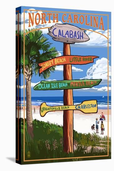 Calabash, North Carolina - Sign Destinations-Lantern Press-Stretched Canvas