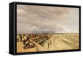 Calais Pier, 1844 (Oil on Canvas)-David Cox-Framed Stretched Canvas