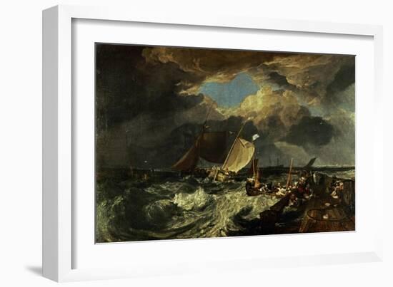 Calais Pier, with French Fishermen Preparing for Sea: an English Packet Arriving-J. M. W. Turner-Framed Giclee Print