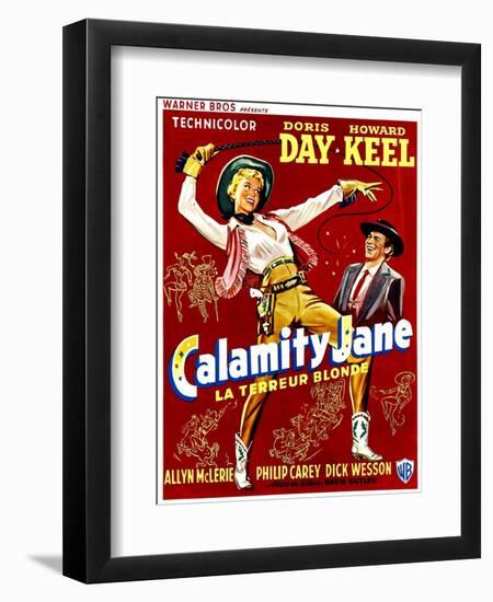 Calamity Jane, Doris Day, Howard Keel, (Belgian Poster Art), 1953-null-Framed Art Print