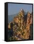 Calanche, White Granite Rocks, with Car on Road Below, Near Piana, Corsica, France, Europe-Tomlinson Ruth-Framed Stretched Canvas