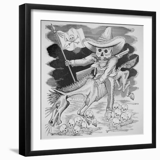 Calavera Zapatista, C.1910 (Engraving)-Jose Guadalupe Posada-Framed Giclee Print