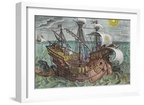 Calculating Longitude with the Declination of the Sun, Plate 17 from Nova Reperta-Jan van der Straet-Framed Giclee Print