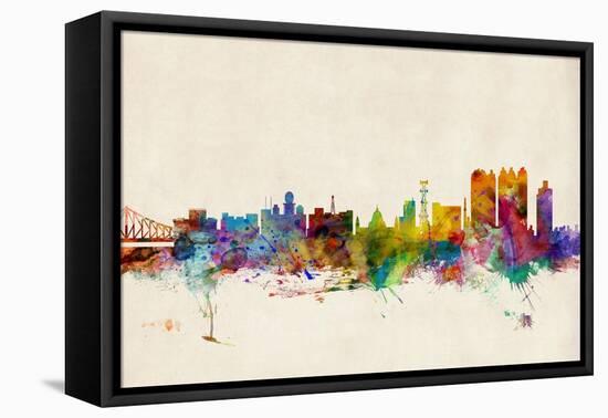 Calcutta (Kolkata) India Skyline-Michael Tompsett-Framed Stretched Canvas