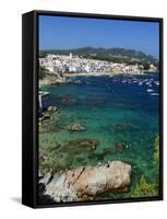 Calella De Palafrugell and Cap De St. Sebastia, Costa Brava, Catalonia, Spain, Mediterranean, Europ-Stuart Black-Framed Stretched Canvas