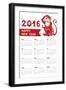 Calendar 2016.Chinese Zodiac Red Monkey.Vertical-Tatiana_Kost-Framed Art Print