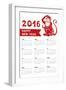 Calendar 2016.Chinese Zodiac Red Monkey.Vertical-Tatiana_Kost-Framed Art Print