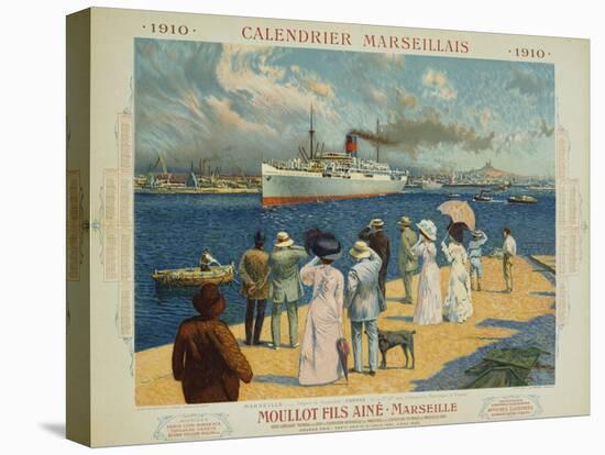 Calendrier Marseillais Travel Poster-David Dellepiane-Stretched Canvas