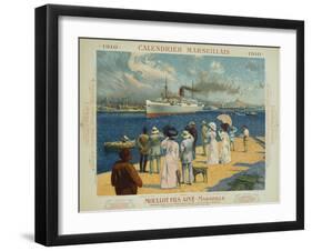 Calendrier Marseillais Travel Poster-David Dellepiane-Framed Giclee Print