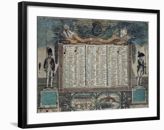 Calendrier Révolutionnaire de janvier à juin 1792-null-Framed Giclee Print