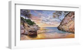 Caletta al Tramonto-Adriano Galasso-Framed Art Print