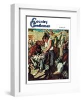 "Calf Roping Contest," Country Gentleman Cover, October 1, 1948-W.C. Griffith-Framed Giclee Print