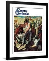 "Calf Roping Contest," Country Gentleman Cover, October 1, 1948-W.C. Griffith-Framed Giclee Print