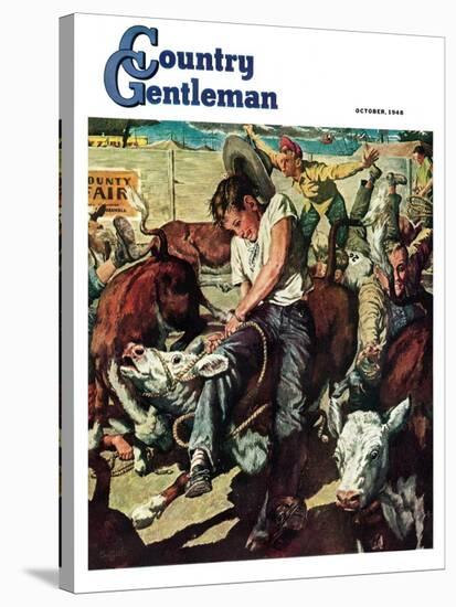 "Calf Roping Contest," Country Gentleman Cover, October 1, 1948-W.C. Griffith-Stretched Canvas