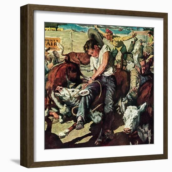 "Calf Roping Contest,"October 1, 1948-W.C. Griffith-Framed Giclee Print