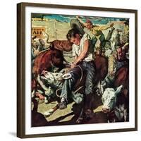 "Calf Roping Contest,"October 1, 1948-W.C. Griffith-Framed Giclee Print