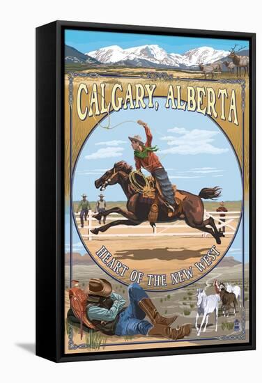 Calgary, Alberta, Canada - Heart of the New West-Lantern Press-Framed Stretched Canvas