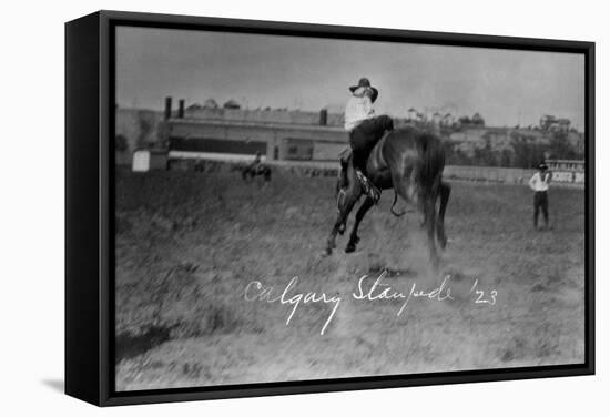 Calgary, Canada - Bucking Horse at the Stampede-Lantern Press-Framed Stretched Canvas