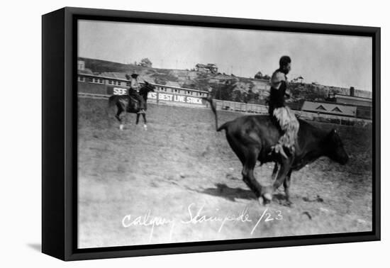 Calgary, Canada - Bullriding at the Stampede-Lantern Press-Framed Stretched Canvas