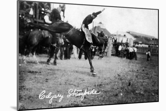 Calgary, Canada - Rodeo; Bucking Horse at the Stampede-Lantern Press-Mounted Art Print