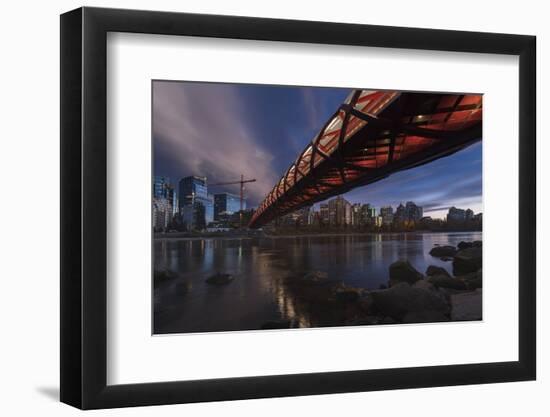 Calgary cityscape with Peace Bridge, Calgary, Alberta, Canada, North America-JIA HE-Framed Photographic Print