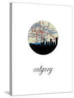 Calgary Map Skyline-Paperfinch 0-Stretched Canvas