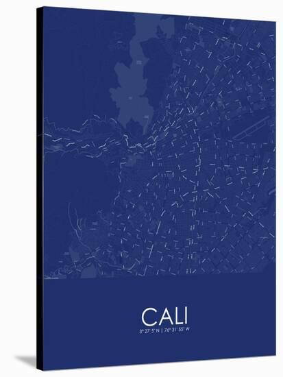 Cali, Colombia Blue Map-null-Stretched Canvas