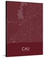 Cali, Colombia Red Map-null-Stretched Canvas