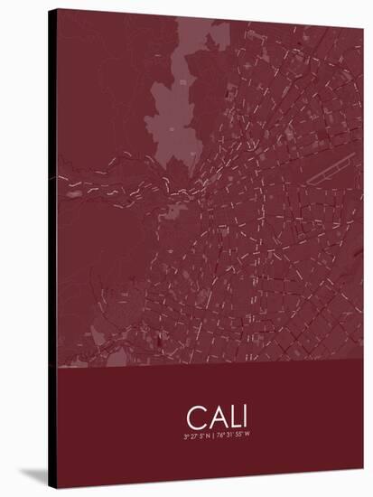 Cali, Colombia Red Map-null-Stretched Canvas