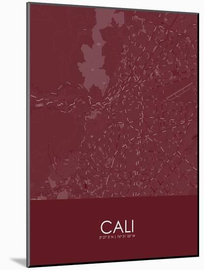 Cali, Colombia Red Map-null-Mounted Poster