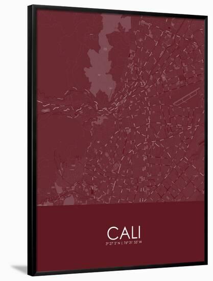 Cali, Colombia Red Map-null-Framed Poster