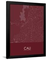 Cali, Colombia Red Map-null-Framed Poster