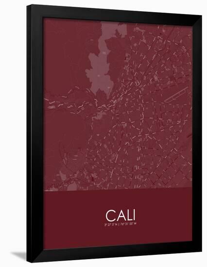 Cali, Colombia Red Map-null-Framed Poster