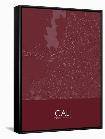 Cali, Colombia Red Map-null-Framed Stretched Canvas