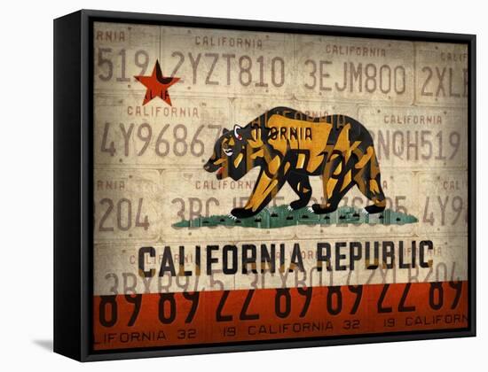 Cali State Flag License Plates-Design Turnpike-Framed Stretched Canvas