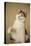 Calico cat getting ready to swat at a toy.-Janet Horton-Stretched Canvas