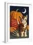 Calico Kitten & Pumpkins-Kestrel Michaud-Framed Giclee Print