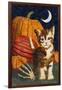 Calico Kitten & Pumpkins-Kestrel Michaud-Framed Giclee Print