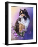 Calico Kitty in the Garden-Jai Johnson-Framed Giclee Print