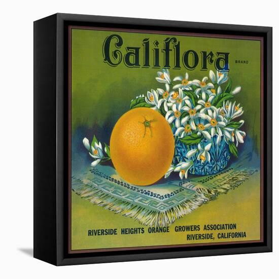 Califlora Orange Label - Riverside, CA-Lantern Press-Framed Stretched Canvas