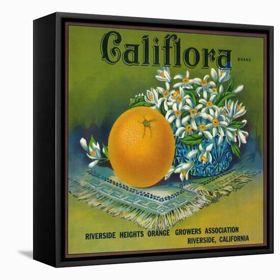 Califlora Orange Label - Riverside, CA-Lantern Press-Framed Stretched Canvas