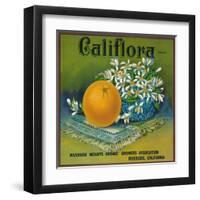 Califlora Orange Label - Riverside, CA-Lantern Press-Framed Art Print