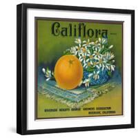 Califlora Orange Label - Riverside, CA-Lantern Press-Framed Art Print