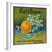 Califlora Orange Label - Riverside, CA-Lantern Press-Framed Art Print