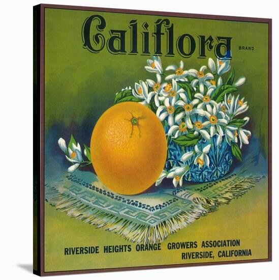 Califlora Orange Label - Riverside, CA-Lantern Press-Stretched Canvas