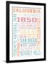 Califonia - Typography-Lantern Press-Framed Art Print