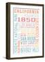 Califonia - Typography-Lantern Press-Framed Art Print