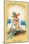 California - A Californian Dish, Fish and Chips; A Pretty Mermaid-Lantern Press-Mounted Art Print