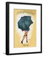 California - A Californian Dish, Frog's Legs; Woman with Good Legs and Umbrella-Lantern Press-Framed Art Print